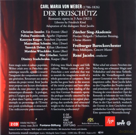 Weber: Der Freischutz Freiburger Barockorchester Jacobs Zurcher Sing-Akademie Immler [2CD]
