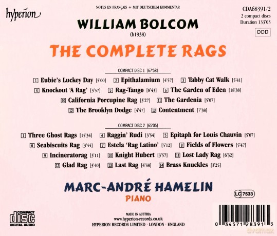 Marc Andre Hamelin: William Bolcom: The Complete Rags [2CD]