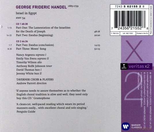 Argenta/Parrott/Wilson/Thomas/Taverner: Veritas X2-Israel In Egypt [2CD]