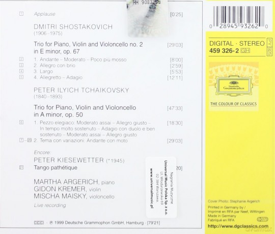 Argerich Kremer: Piano Trios [CD]