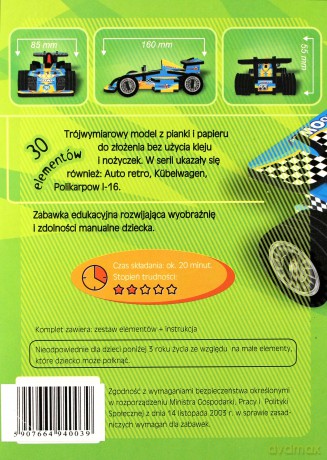3D Puzzle - Wyścigówka [PUZZLE]