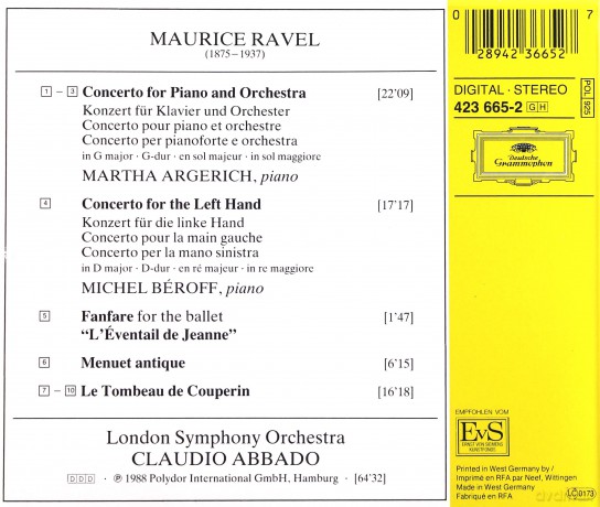 Martha Argerich Lso Abbado: Ravel:Piano Concerto [CD]