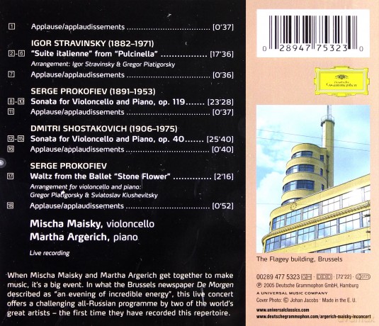 Argerich/Maisky: In Concert:Stravinsky/Prokofiev/Schostak [CD]