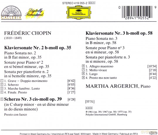 Martha Argerich: Chopin: Pno Son 2 [CD]