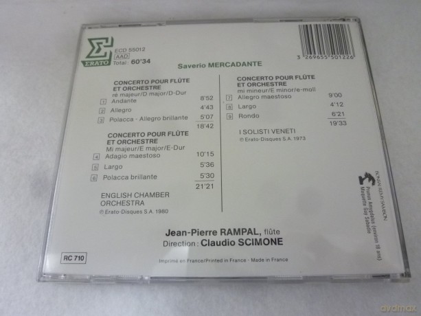 Jean-Pierre Rampal: Mercadante: Three Concertos for Flute [CD]