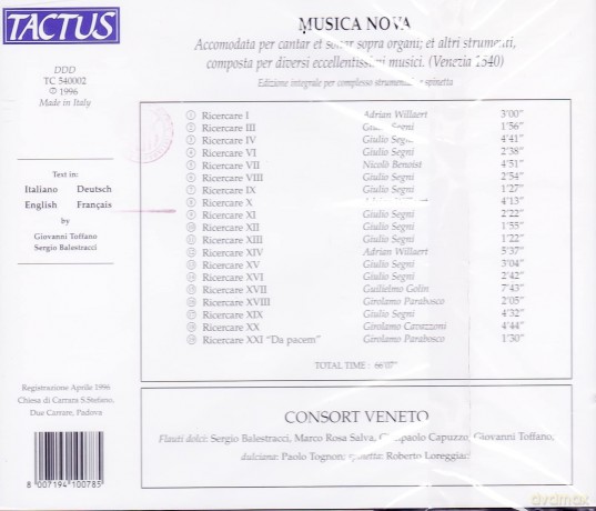 Toffano: Musica Nova [CD]
