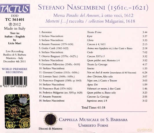 Cappella Musicale Di S. Barbara: Nascimbeni: Messa Paradis [CD]
