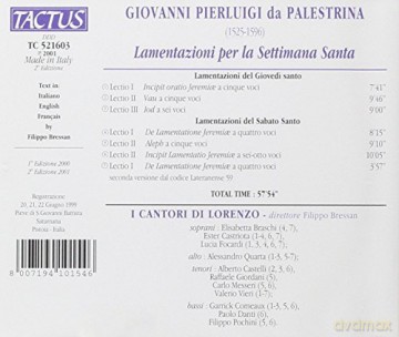 G.P. Da Palestrina: Palestrina: Lamentazione [CD]