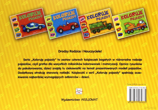 Koloruję pojazdy Zeszyt 3 - malowanka z naklejkami [KSIĄŻKA]