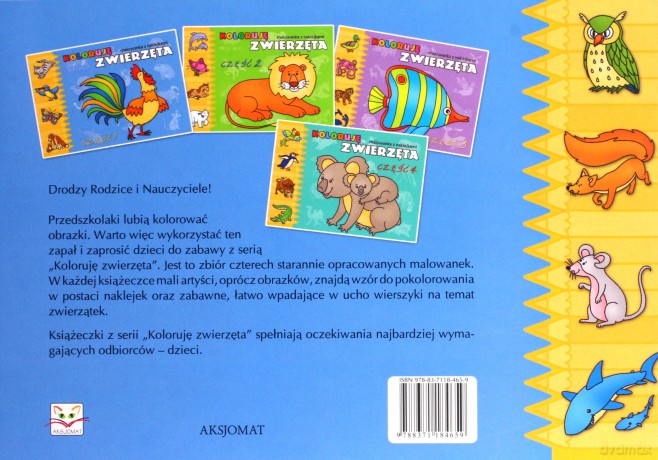 Koloruję zwierzęta cz.1 - malowanka z naklejkami [KSIĄŻKA]