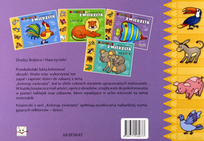 Koloruję zwierzęta cz.3 - malowanka z naklejkami [KSIĄŻKA]