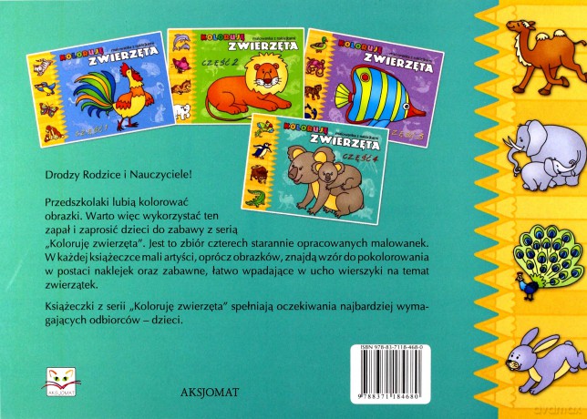 Koloruję zwierzęta cz.4 - malowanka z naklejkami [KSIĄŻKA]