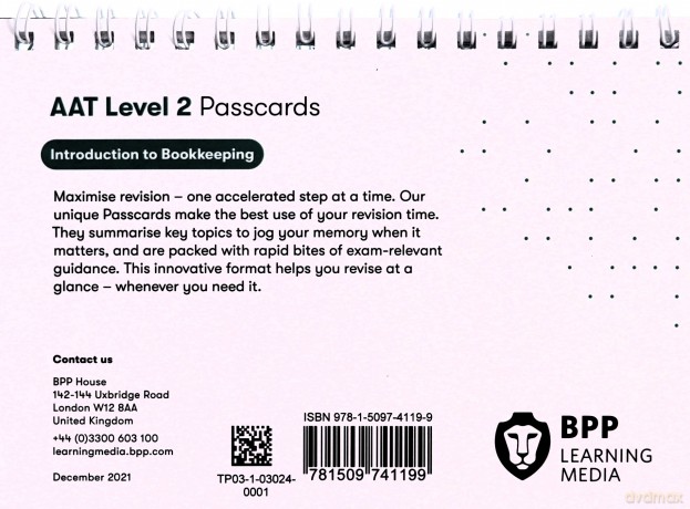 AAT Introduction to Bookkeeping: Passcards - BPP Learning Media [KSIĄŻKA]