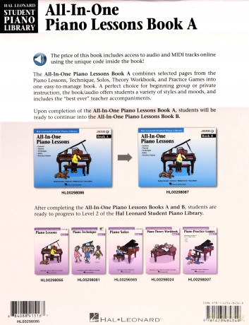 All-In-One Piano Lessons, Book A (Hal Leonard Student Piano Library (Songbooks)) (Includes Online Access Code) [KSIĄŻKA]