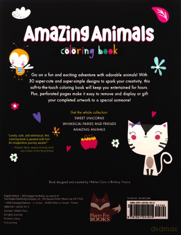 Amazing Animals Coloring Book (Happy Fox Books) Flip-Top Coloring Pad for Kids Ages 3-6, with Llamas, Pandas, Toucans, Unicorns, and Other Whimsical Designs in a Glittery Soft-Touch Cover - Clorophyl Editions [KSIĄŻKA]