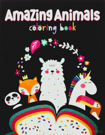 Amazing Animals Coloring Book (Happy Fox Books) Flip-Top Coloring Pad for Kids Ages 3-6, with Llamas, Pandas, Toucans, Unicorns, and Other Whimsical Designs in a Glittery Soft-Touch Cover - Clorophyl Editions [KSIĄŻKA]