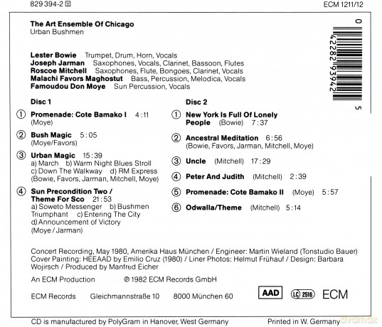 Art Ensamble Of Chicago:Urban Bushmen [2CD]