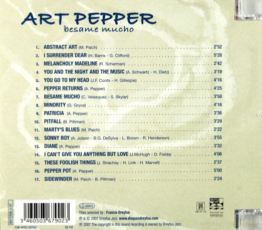 Art Pepper: Dreyfus - Besame Mucho [CD]