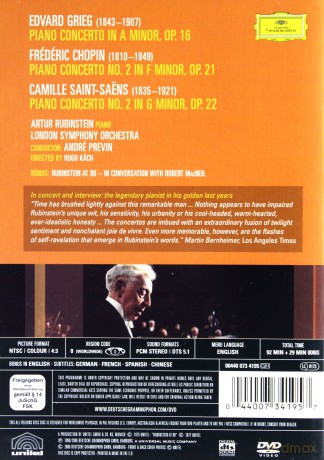 Artur Rubinstein: In Concert: Grieg, Saint-Saens, Fryderyk Chopin [DVD]