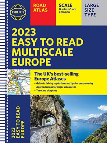 2023 Philip's Easy to Read Multiscale Road Atlas Europe: (A4 Spiral binding) (Philip's Road Atlases) - Philip's Maps [KSIĄŻKA]