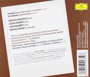 Martha Argerich: Brahmsiano Quartet 1, Schumann Fantasiestucke (First Choice) [CD]