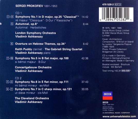Ashkenazy,Cleveland Orch.: Prkofiev Symphonies [CD]