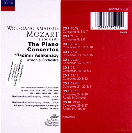 Ashkenazy,Philh.Orch.: Mozart:The Piano Concertos [10CD]