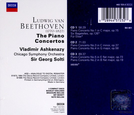 Georg Solti / Vladimir Ashkenazy / Chicago Symphony Orchestra: Beethoven: Piano Concertos [3CD]