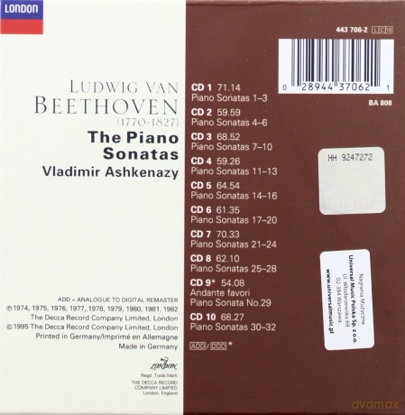 Ashkenazy: Beethoven-Piano Sonatas [10CD]