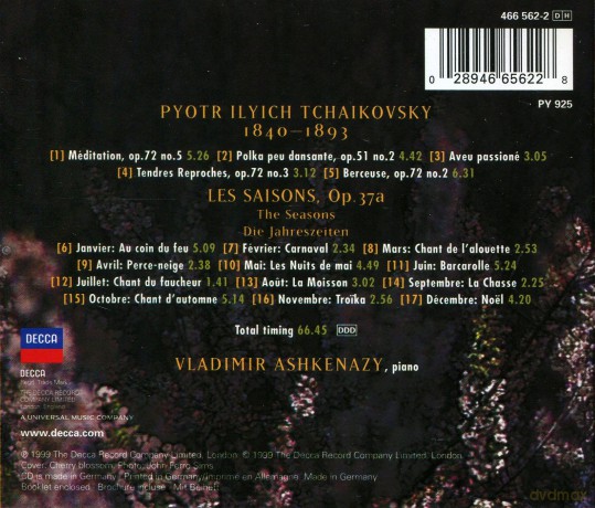 Ashkenazy: Tchaikovsky [CD]