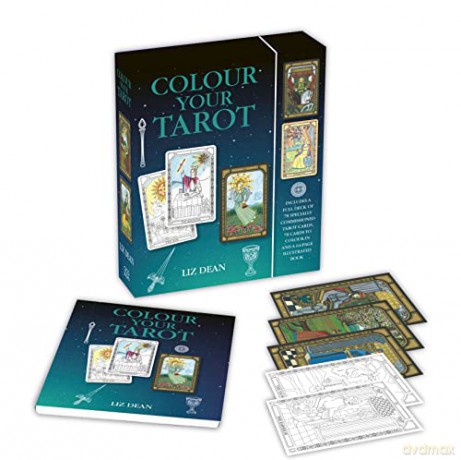 Colour Your Tarot: Includes a full deck of specially commissioned tarot cards, a deck of cards to colour in and a 64-page illustrated book - Liz Dean [KSIĄŻKA]
