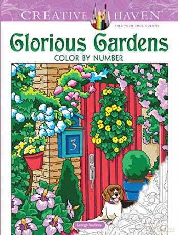 Creative Haven Glorious Gardens Color by Number Coloring Book - George Toufexis [KSIĄŻKA]
