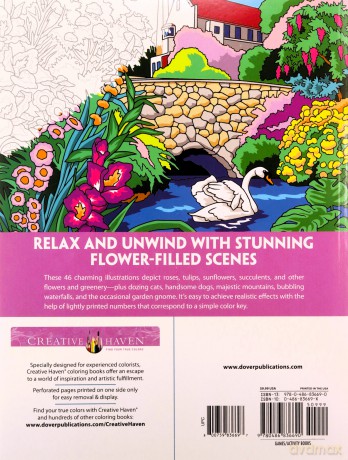 Creative Haven Glorious Gardens Color by Number Coloring Book - George Toufexis [KSIĄŻKA]