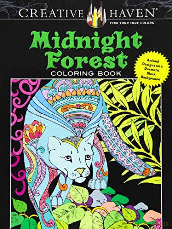 Creative Haven Midnight Forest Coloring Book: Animal Designs on a Dramatic Black Background - Lindsey Boylan [KSIĄŻKA]