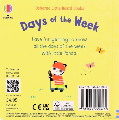 Days of the week (Little Board Books) - Anna Milbourne [KSIĄŻKA]