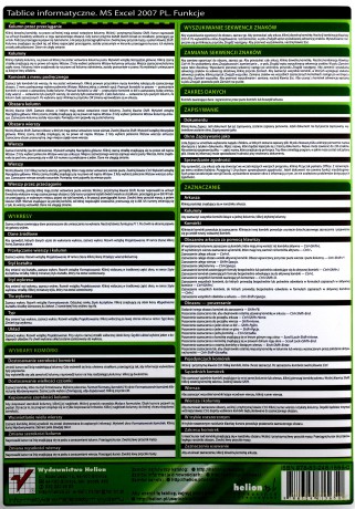 Tablice informatyczne. MS Excel 2007 PL. Funkcje [KSIĄŻKA]