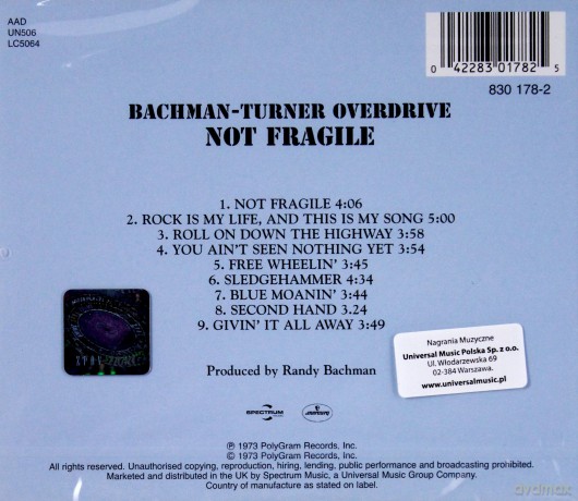 Bachmann-Turner Overdrive: Not Fragile [CD]