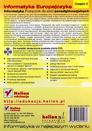 Informatyka Europejczyka. Informatyka. Podręcznik dla szkół ponadgimnazjalnych. Część 2 [KSIĄŻKA]