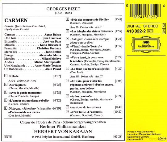 Baltsa   Karajan: Bizet:Carmen Exc [CD]