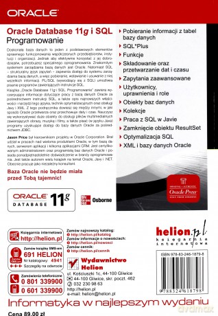 Oracle Database 11g i SQL. Programowanie [KSIĄŻKA]