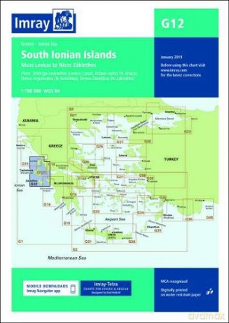 Imray chart G12: South Ionian Islands Nisos Levkas to Nisos Zakinthos (G Charts) - Imray Imray [KSIĄŻKA]