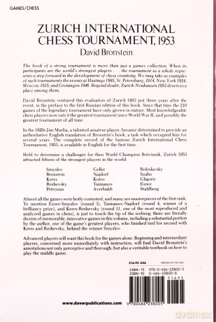 International Chess Tournament 1953: Zurich (Dover Chess) - D.I. Bronshtein [KSIĄŻKA]