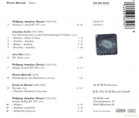 Bartschi: Mozart/Scelsi/Part [CD]