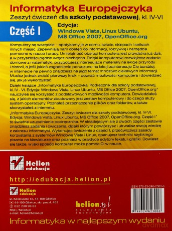 Informatyka Europejczyka. Zeszyt ćwiczeń dla szkoły podstawowej, kl. IV - VI. Edycja: Windows Vista, Linux Ubuntu, MS Office 2007, OpenOffice.org. Część I [KSIĄŻKA]