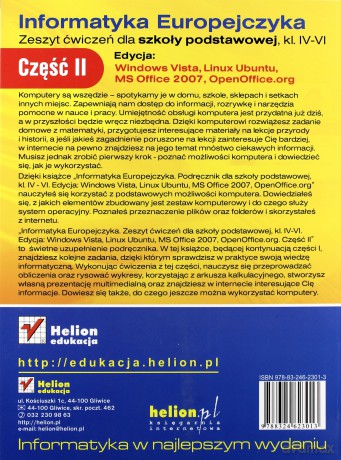 Informatyka Europejczyka. Zeszyt ćwiczeń dla szkoły podstawowej, kl. IV - VI. Edycja: Windows Vista, Linux Ubuntu, MS Office 2007, OpenOffice.org. Część II [KSIĄŻKA]