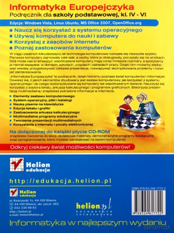 Informatyka Europejczyka. Podręcznik dla szkoły podstawowej, kl. IV - VI. Edycja: Windows Vista, Linux Ubuntu, MS Office 2007, OpenOffice.org [KSIĄŻKA]