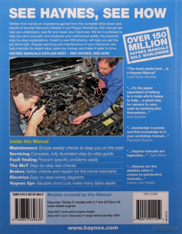 Land Rover Discovery Diesel (Aug 04 - Apr 09) Haynes Repair Manual - Anon [KSIĄŻKA]