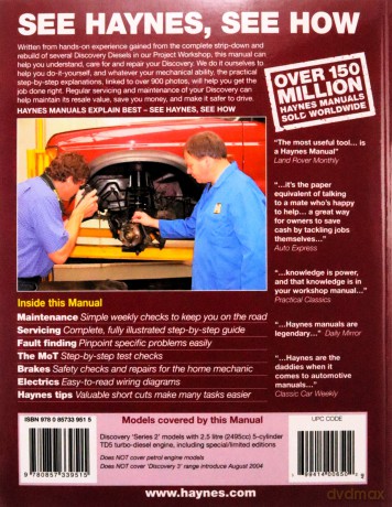 Land Rover Discovery Diesel (Nov 98 - Jul 04) Haynes Repair Manual - Anon [KSIĄŻKA]