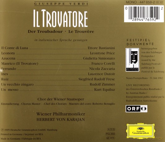 Bastianini,Karajan,Wp: Verdi:Il Trovatore [2CD]