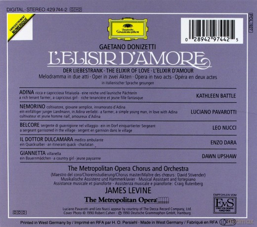 Battle,Pavarotti ,Levine:Donizetti:L'elisir D'amore [BOX] [2CD]